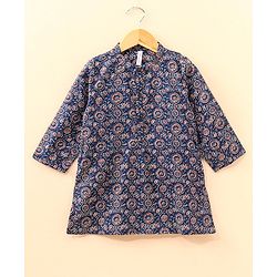 Babyhug Full Sleeves Kurta and Dhoti Set Printed - Dark Blue