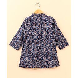 Babyhug Full Sleeves Kurta and Dhoti Set Printed - Dark Blue