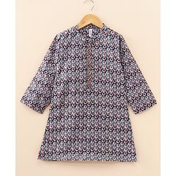 Babyhug Full Sleeves Printed Kurta & Dhoti - Grey