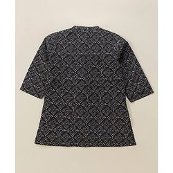 Babyhug Full Sleeves Cotton Kurta & Dhoti Set Printed- Steel Grey