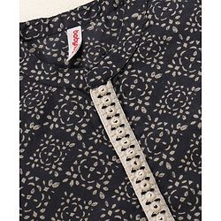 Babyhug Full Sleeves Cotton Kurta & Dhoti Set Printed- Steel Grey