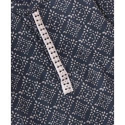 Babyhug Full Sleeves Cotton Kurta & Dhoti Set Printed- Steel Grey