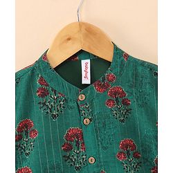 Babyhug Cotton Woven  Full Sleeves Bagh Printed Kurta & Pyjama Set - Green