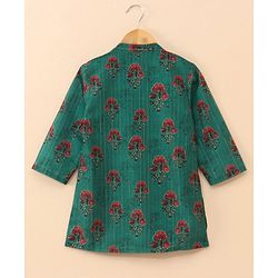 Babyhug Cotton Woven  Full Sleeves Bagh Printed Kurta & Pyjama Set - Green