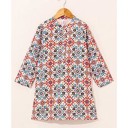 Babyhug Full Sleeves Kurta Pyjama Set Printed - Cream