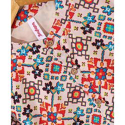 Babyhug Full Sleeves Kurta Pyjama Set Printed - Cream