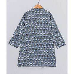 Babyhug Cotton Woven Full Sleeves Kurta & Pajama Set Floral Print - Grey