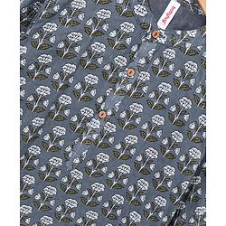 Babyhug Cotton Woven Full Sleeves Kurta & Pajama Set Floral Print - Grey