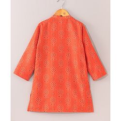 Babyhug Full Sleeves Kurta and Pyjama Set Flower Print - Orange