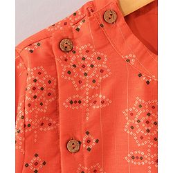 Babyhug Full Sleeves Kurta and Pyjama Set Flower Print - Orange