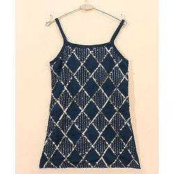 Babyhug Singlet Kurti & Sharara with Dupatta Sequins Detailing - Blue