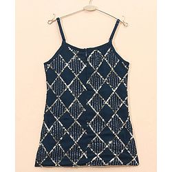 Babyhug Singlet Kurti & Sharara with Dupatta Sequins Detailing - Blue