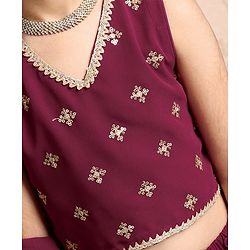 Babyhug Sleeveless Choli & Lehenga With Dupatta Sequin Detailing - Dark Red