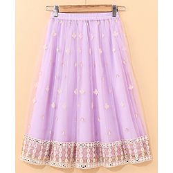 Babyhug Sleeveless Choli & Lehenga With Dupatta Embroidery & Net Detailing - Sheer Lilac