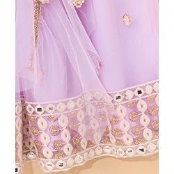 Babyhug Sleeveless Choli & Lehenga With Dupatta Embroidery & Net Detailing - Sheer Lilac