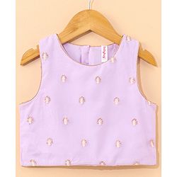 Babyhug Sleeveless Choli & Lehenga With Dupatta Embroidery & Net Detailing - Sheer Lilac