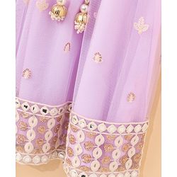 Babyhug Sleeveless Choli & Lehenga With Dupatta Embroidery & Net Detailing - Sheer Lilac