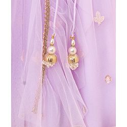 Babyhug Sleeveless Choli & Lehenga With Dupatta Embroidery & Net Detailing - Sheer Lilac