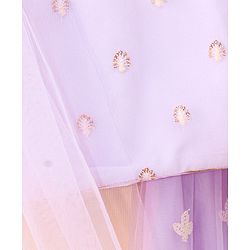 Babyhug Sleeveless Choli & Lehenga With Dupatta Embroidery & Net Detailing - Sheer Lilac