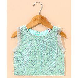 Babyhug Sleeveless Choli Lehenga And Dupatta Sequin Embellished - Blue