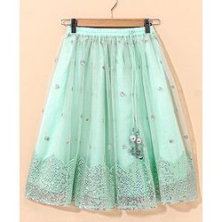 Babyhug Sleeveless Choli Lehenga And Dupatta Sequin Embellished - Blue