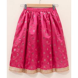 Babyhug Sleeveless Choli & Lehenga Set With Dupatta & Embellishment - Fuchsia Pink