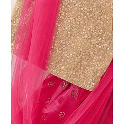 Babyhug Sleeveless Choli & Lehenga Set With Dupatta & Embellishment - Fuchsia Pink