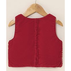 Babyhug Woven Sleeveless Embroidery Choli Lehenga With Dupatta - Red