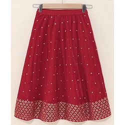 Babyhug Woven Sleeveless Embroidery Choli Lehenga With Dupatta - Red