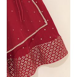 Babyhug Woven Sleeveless Embroidery Choli Lehenga With Dupatta - Red
