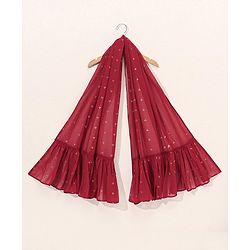 Babyhug Woven Sleeveless Choli With Embroidered Lehenga & Dupatta - Red