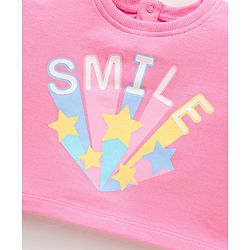 Babyhug 100% Cotton Full Sleeves Winterwear Crop Top with Text Print- Pink