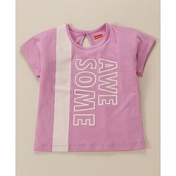 Babyhug 100% Cotton Half Sleeves Tee With Text Graphics- Purple