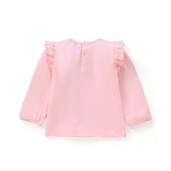 Babyhug Full Sleeves Cotton Top with Car Graphic and Frill Detailing - Pink