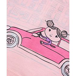 Babyhug Full Sleeves Cotton Top with Car Graphic and Frill Detailing - Pink
