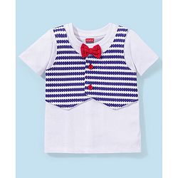 Babyhug 100% Cotton Half Sleeves T-Shirt & Bottomwear With Bow - Blue