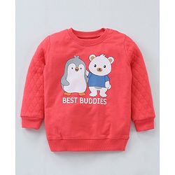 Babyhug Cotton Knit to Knit Full Sleeves Text Printed Tee & Lounge Pant - Red