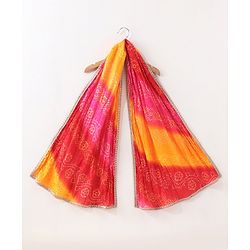 Babyhug Woven Sleeveless Bandhani Print Choli Lehenga With Dupatta - Red
