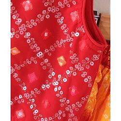 Babyhug Woven Sleeveless Bandhani Print Choli Lehenga With Dupatta - Red