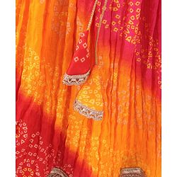 Babyhug Woven Sleeveless Bandhani Print Choli Lehenga With Dupatta - Red