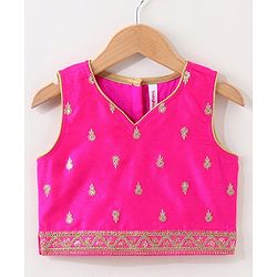 Babyhug Woven Sleeveless Embroidery Choli Lehenga With Dupatta - Dark Pink