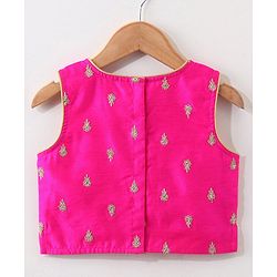 Babyhug Woven Sleeveless Embroidery Choli Lehenga With Dupatta - Dark Pink