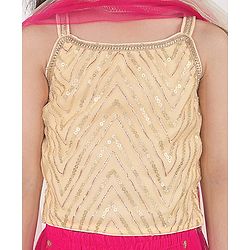 Babyhug Singlet Sleeves Woven Sequinned Lehenga & Choli Set With Dupatta - Fuchsia Pink