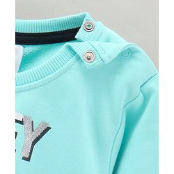 Babyhug Full Sleeves Cotton Knit MICKEY MOUSE Print Sweatshirt with Glitter detailing- Blue