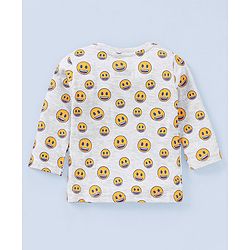 Babyhug Full Sleeves Cotton Jersey Knit Tee Smiley Print- Grey
