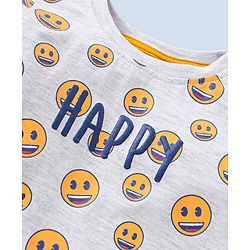Babyhug Full Sleeves Cotton Jersey Knit Tee Smiley Print- Grey