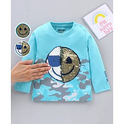 Babyhug Full Sleeves T-Shirt Reversible Sequence - Blue
