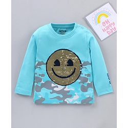 Babyhug Full Sleeves T-Shirt Reversible Sequence - Blue