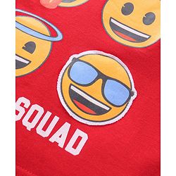 Babyhug Cotton Knit Full Sleeves T-Shirt Text & Emoji Print - Red