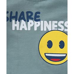 Babyhug Cotton Knit Full Sleeves T-Shirt Smiley Printed - Grey